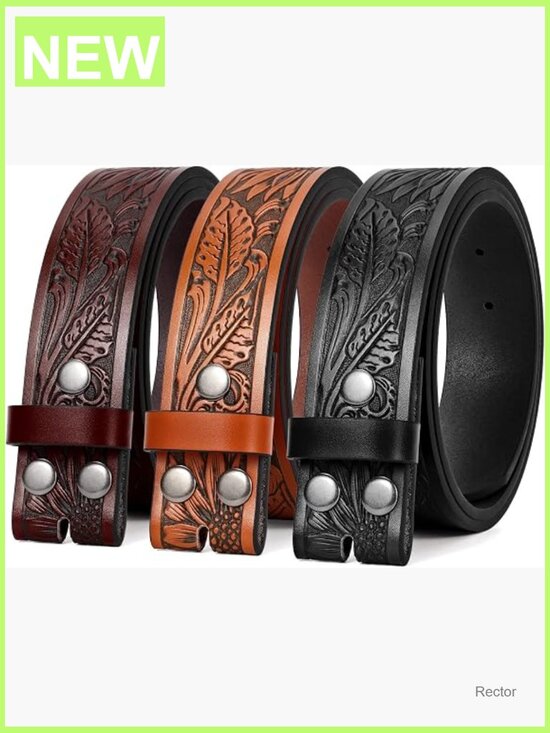 Pack of 3 Western Belts Without Buckle Leather Straps for Jeans Men Women main image 5